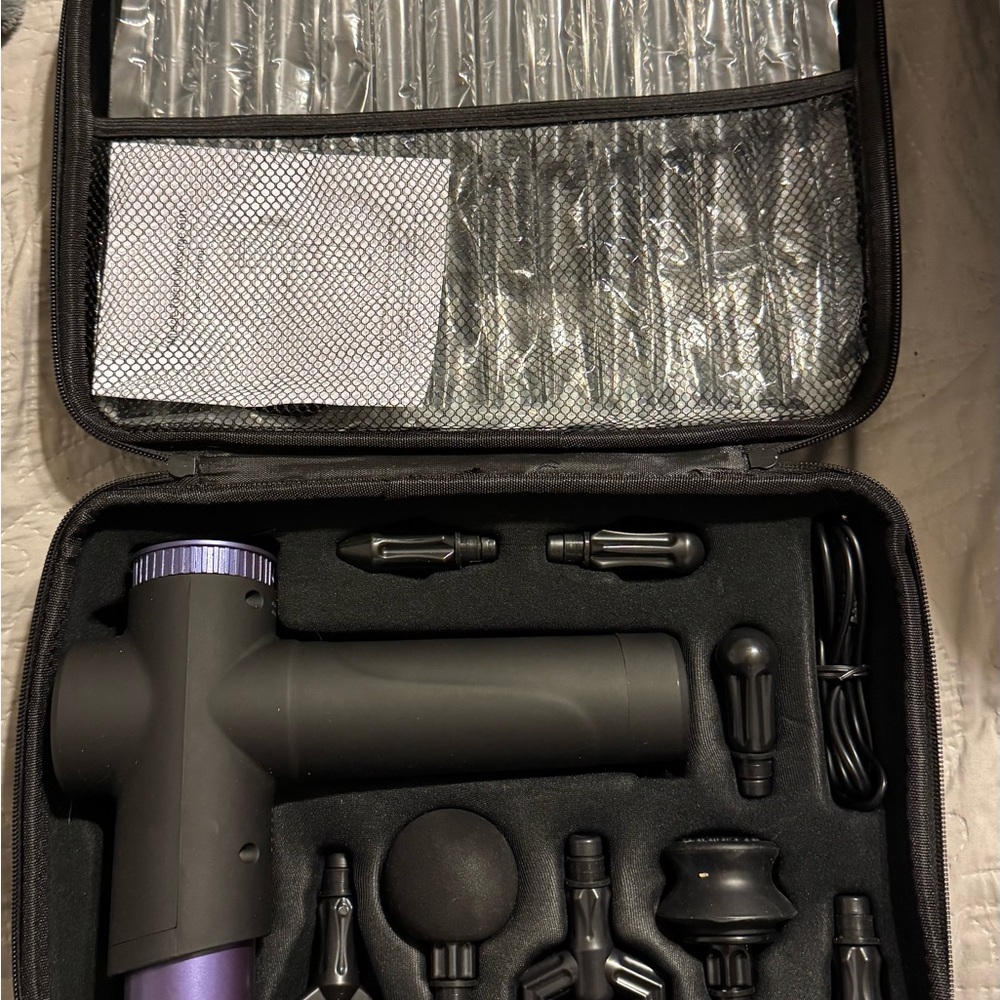 Massage Gun with Attachments - Black and Purple